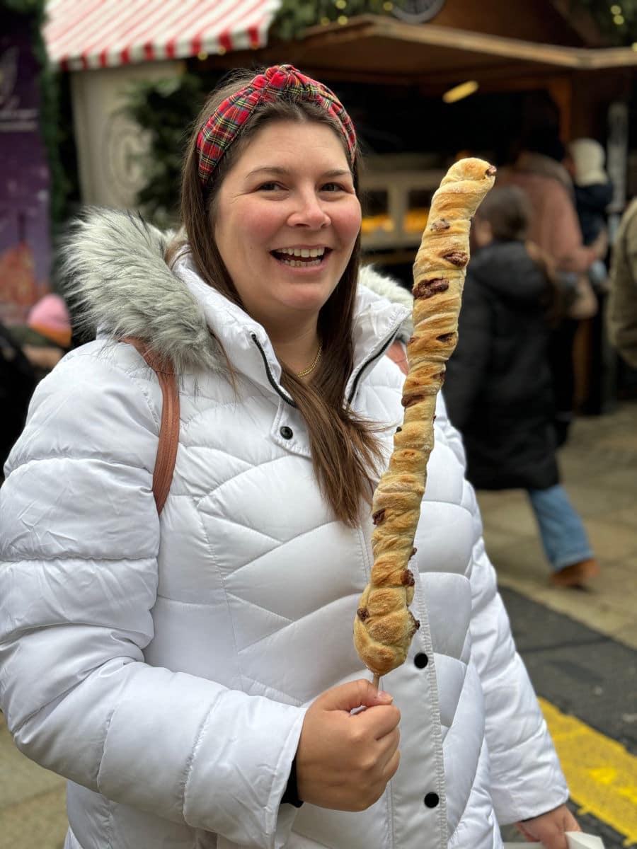 Amanda with a stockbrot in Ludwigsburg