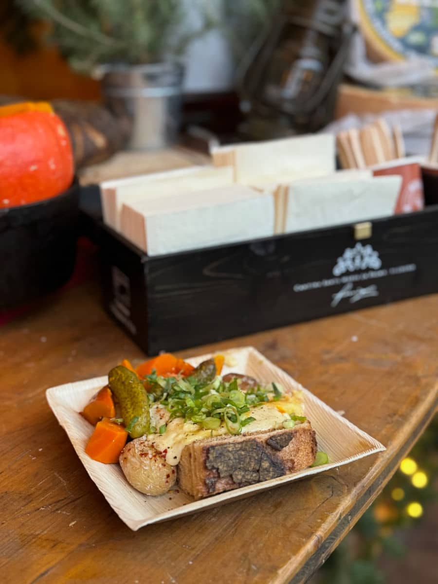 raclette with potatoes and vegetables