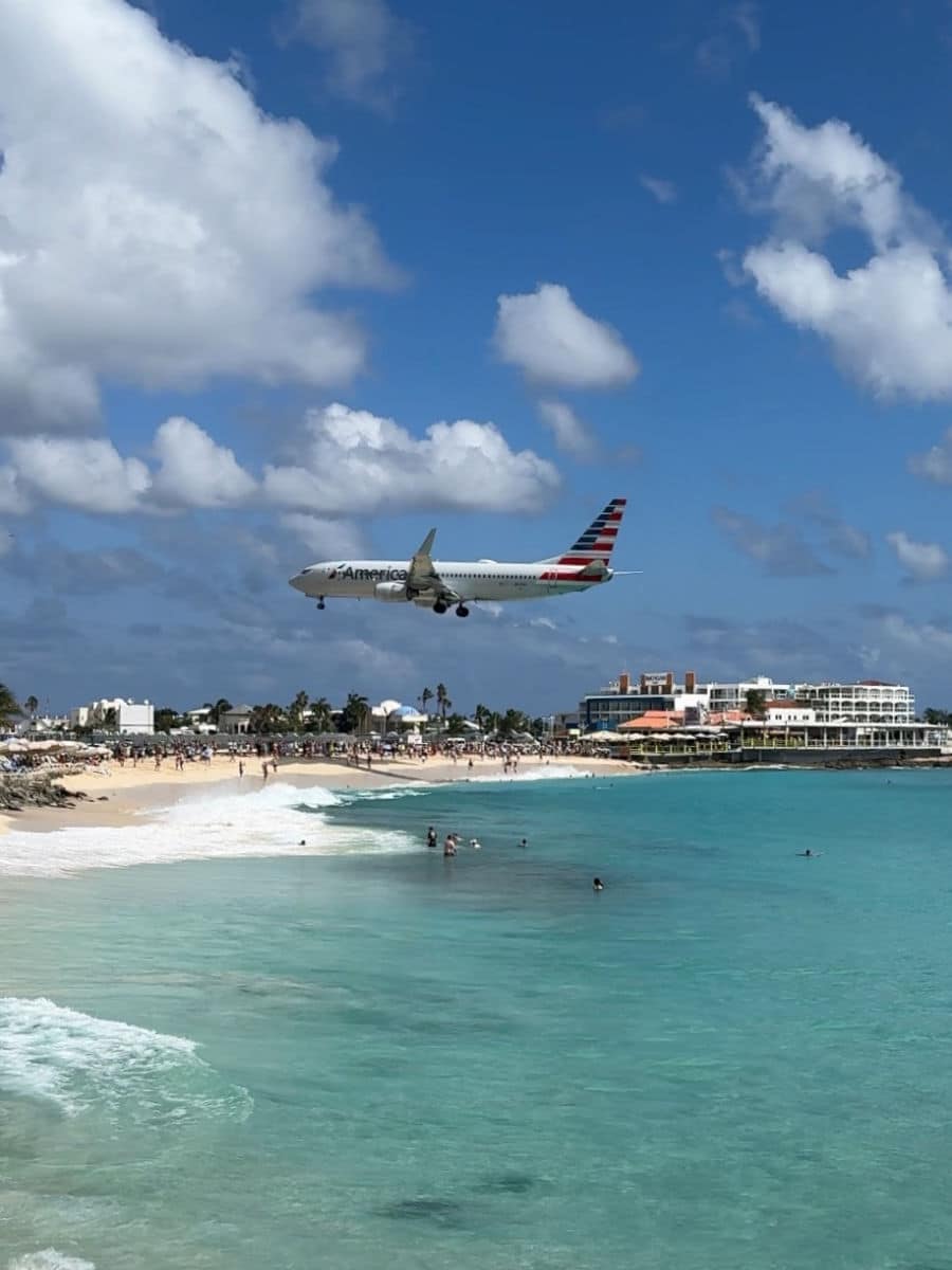 Plane over Maho Beach St Maarten