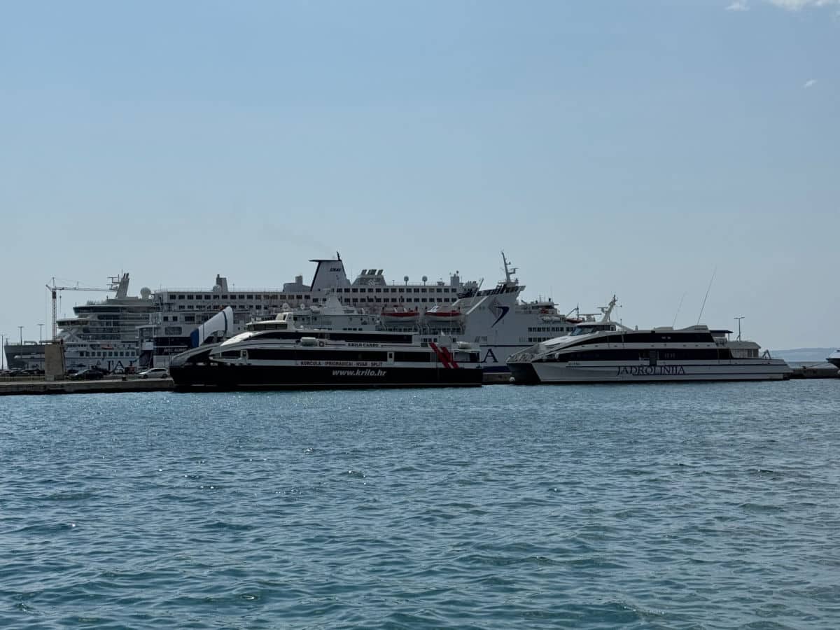 Split harbor with cruise ships and ferry boats