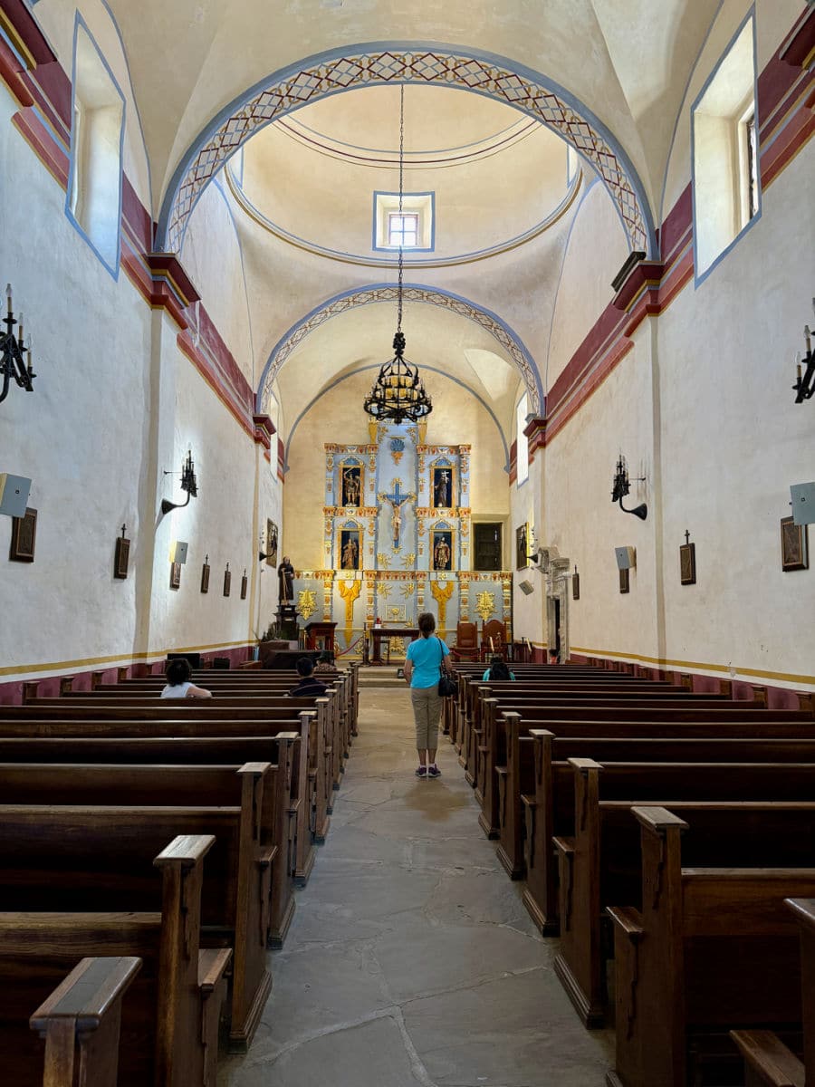 Inside the church at the Mission San Jose