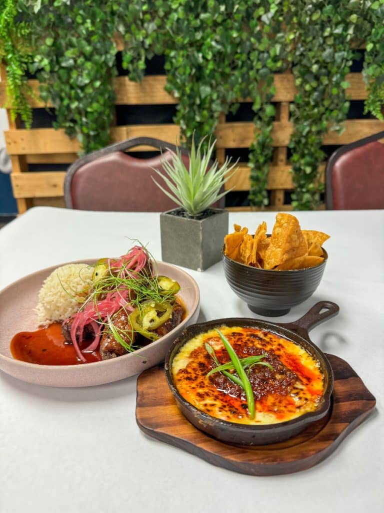 Sticky ribs and queso at Stix and Stone