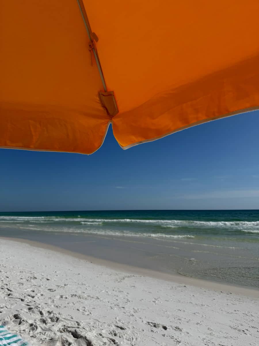 yellow umbrella and beach in Sandestin Florida