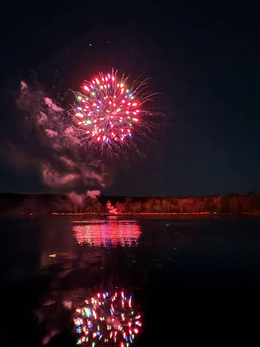 Fireworks over Shelburne Nova Scotia at the Miracle on Dock Street Christmas Festival