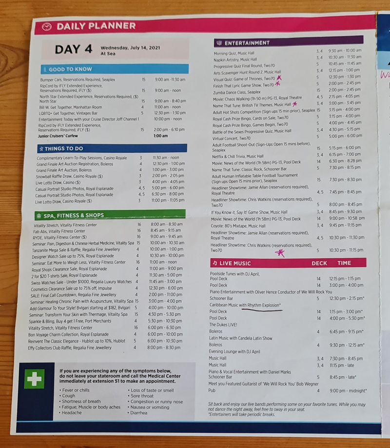 Ignoring the Daily Cruise Planner