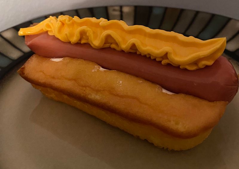 Cheese Whiz-topped Hot Dogs