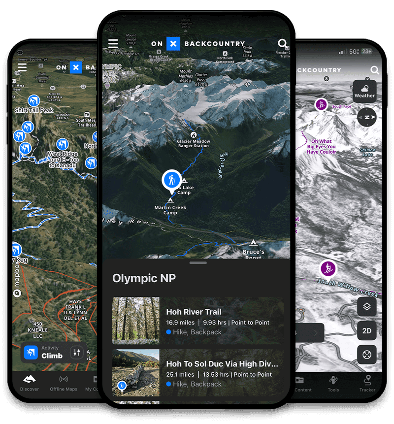 onX Backcountry (iOS/Android/Web) — Best for mountain layers (slope/avalanche) + offline