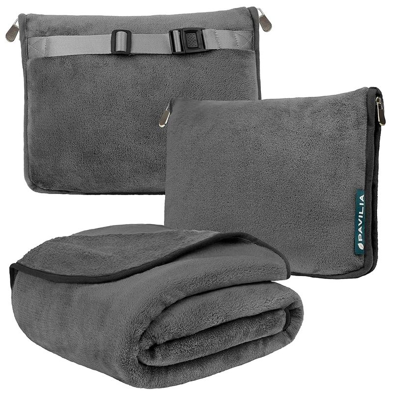 PAVILIA Travel Blanket & Pillow