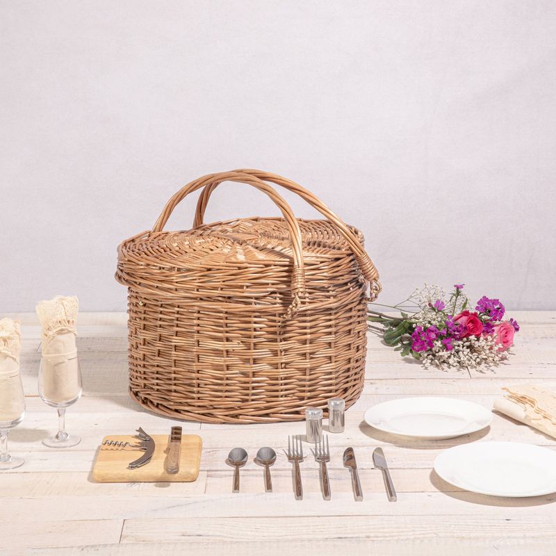 Picnic Time Heart Wicker Basket - Romantic Park Date Essential