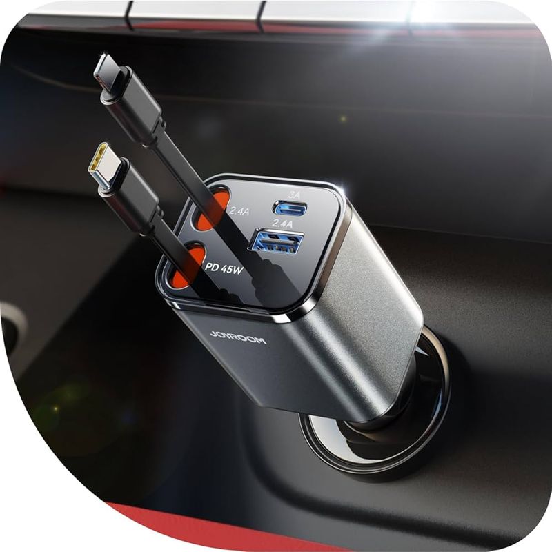 Retractable Multi-Port USB Car Charger