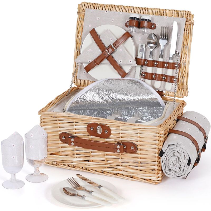 HappyPicnic Wicker Basket Set - Timeless Park Dining Perfection