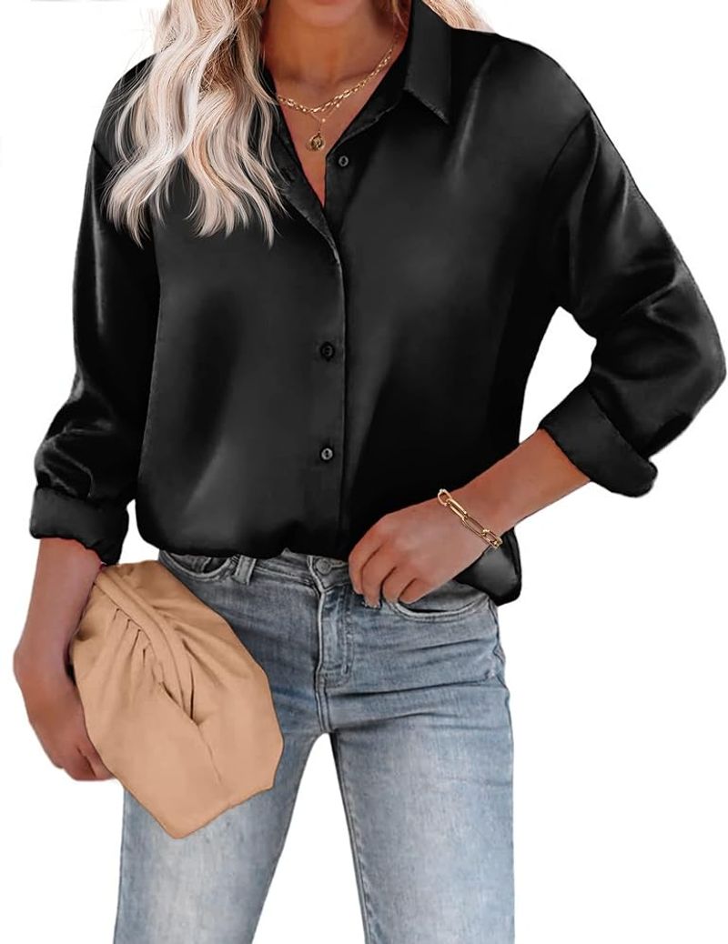 Silk or satin button-up