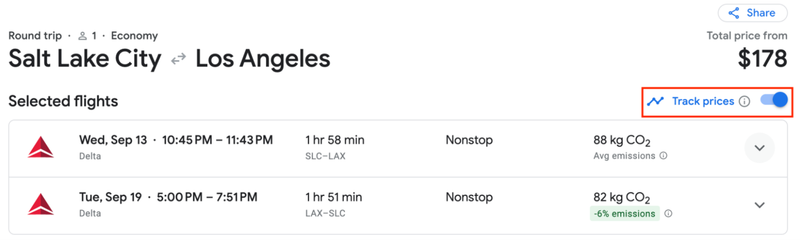 Turn on Flight Price Alerts