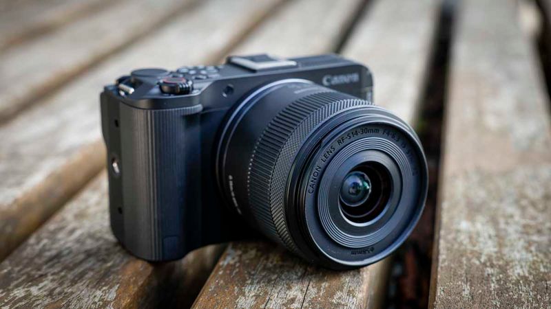 Canon EOS R50 (mirrorless, APS-C) — ~375 g (with battery/card)