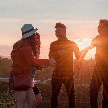 teen group at sunset