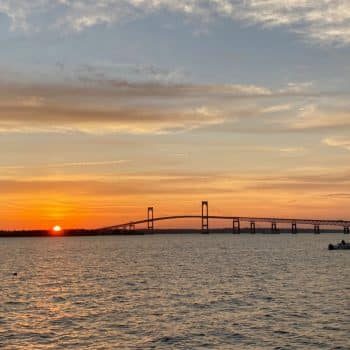 Sunset by the Newport Pell Bridge - Things to do in Newport Rhode Island