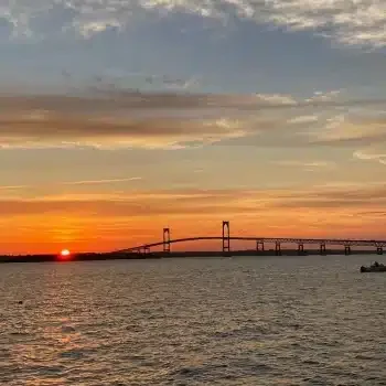 Sunset over Newport Pell Bridge